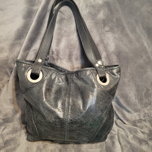 Fossil Black Leather Studded Shoulder Bag - Picture 5 of 11